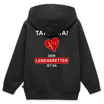 Lebensretter Sprüche Rettungsdienst Sanitäter - Kinder Premium Organic Zip Hoodie - Schwarz - Hinten - AI Model Kid Male (0cm)