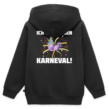 Ich bin gegen Karneval - Kinder Premium Organic Zip Hoodie - Schwarz - Hinten - AI Model Kid Male (0cm)