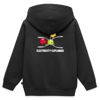 Electrician electricity electrics electronics gift - Kids Premium Organic Zip-up Hoodie - black - Back - AI Model Kid Male (0cm)