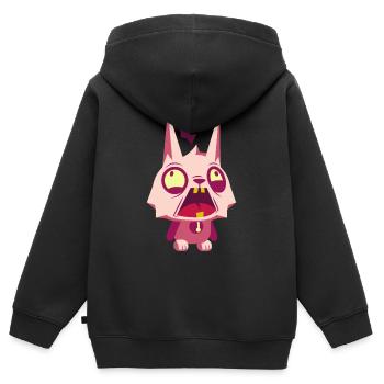 fou - Sweat Premium à capuche zippé enfant bio - noir - Dos - AI Model Kid Male (0cm)