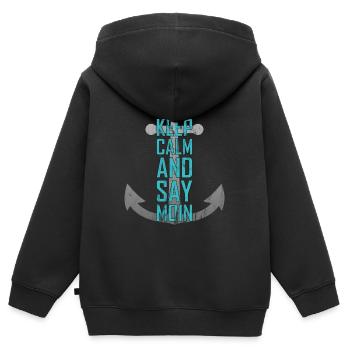 Moin north German north coast Low German - Kids Premium Organic Zip-up Hoodie - black - Back - AI Model Kid Male (0cm)