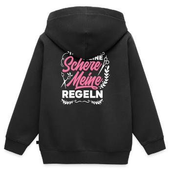 Friseurin - Kinder Premium Organic Zip Hoodie - Schwarz - Hinten - AI Model Kid Male (0cm)
