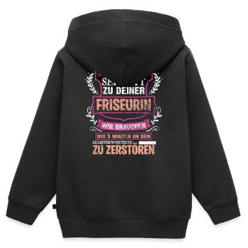 Friseurin - Kinder Premium Organic Zip Hoodie - Schwarz - Hinten - AI Model Kid Male (0cm)