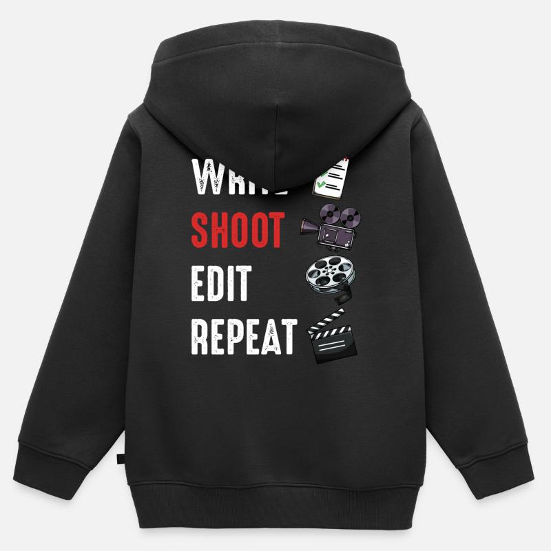 Réalisateur - Sweat Premium à capuche zippé enfant bio - noir