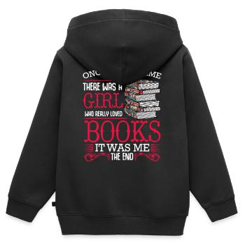 Lire des livres - Sweat Premium à capuche zippé enfant bio - noir - Dos - AI Model Kid Male (0cm)
