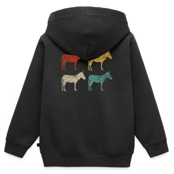 Esel Nutztier - Kinder Premium Organic Zip Hoodie - Schwarz - Hinten - AI Model Kid Male (0cm)