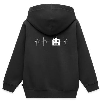 Fernsteuerung Herzschlag Modellbauer Modellflieger - Kinder Premium Organic Zip Hoodie - Schwarz - Hinten - AI Model Kid Male (0cm)
