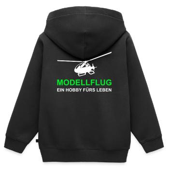 Modellbau Modellflug Hubschrauber - Kinder Premium Organic Zip Hoodie - Schwarz - Hinten - AI Model Kid Male (0cm)
