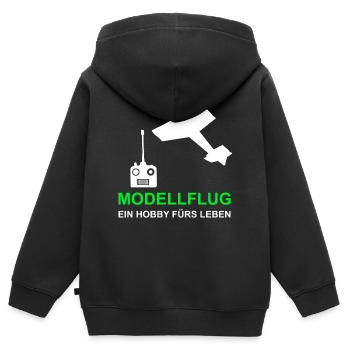Modellflug Hobby Modellflieger Flieger - Kinder Premium Organic Zip Hoodie - Schwarz - Hinten - AI Model Kid Male (0cm)