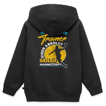 Handball Trainer - Kinder Premium Organic Zip Hoodie - Schwarz - Hinten - AI Model Kid Male (0cm)