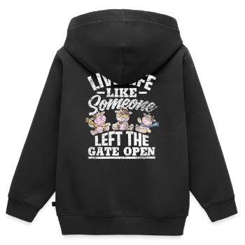 vache - Sweat Premium à capuche zippé enfant bio - noir - Dos - AI Model Kid Male (0cm)