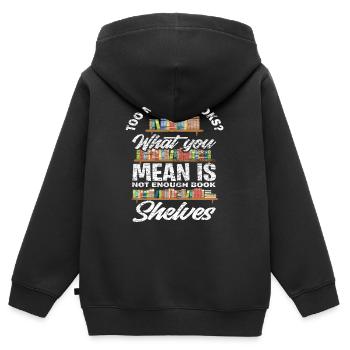Buch - Kinder Premium Organic Zip Hoodie - Schwarz - Hinten - AI Model Kid Male (0cm)