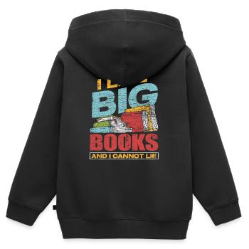 Buch Bücher - Kinder Premium Organic Zip Hoodie - Schwarz - Hinten - AI Model Kid Male (0cm)