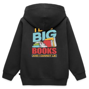 Buch - Kinder Premium Organic Zip Hoodie - Schwarz - Hinten - AI Model Kid Male (0cm)