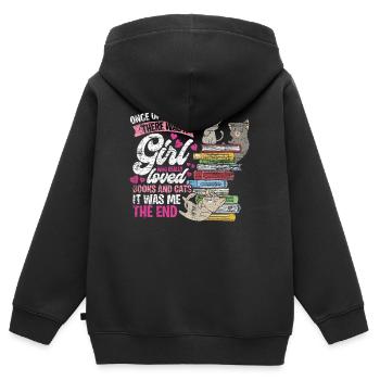 Buch - Kinder Premium Organic Zip Hoodie - Schwarz - Hinten - AI Model Kid Male (0cm)
