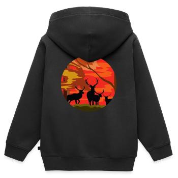 Rentiere - Kinder Premium Organic Zip Hoodie - Schwarz - Hinten - AI Model Kid Male (0cm)