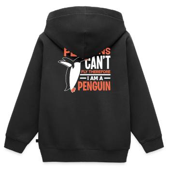 manchot - Sweat Premium à capuche zippé enfant bio - noir - Dos - AI Model Kid Male (0cm)