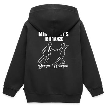 Boogie Woogie Tanzen Tänzer Geschenk - Kinder Premium Organic Zip Hoodie - Schwarz - Hinten - AI Model Kid Male (0cm)