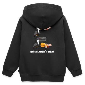 Birds Aren't Real - Kinder Premium Organic Zip Hoodie - Schwarz - Hinten - AI Model Kid Male (0cm)