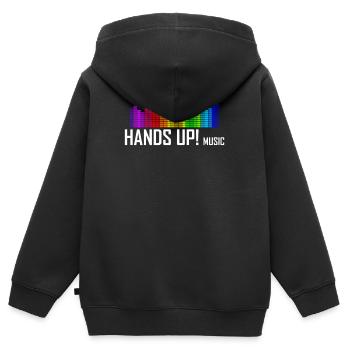 Hands Up Music Dancecore Techno - Sweat Premium à capuche zippé enfant bio - noir - Dos - AI Model Kid Male (0cm)