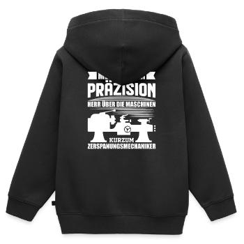 Zerspanungsmechaniker Drehbank Retro Geschenk - Kinder Premium Organic Zip Hoodie - Schwarz - Hinten - AI Model Kid Male (0cm)