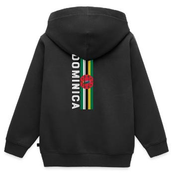 dominica Landesfarbe in Streifen - Kinder Premium Organic Zip Hoodie - Schwarz - Hinten - AI Model Kid Male (0cm)