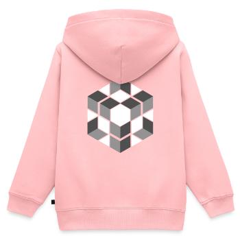 Graphique de modèle sans couture de cube géométrique - Sweat Premium à capuche zippé enfant bio - rose - Dos - AI Model Kid Female (0cm)