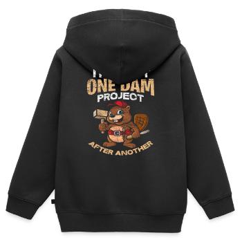 Biber - Kinder Premium Organic Zip Hoodie - Schwarz - Hinten - AI Model Kid Male (0cm)