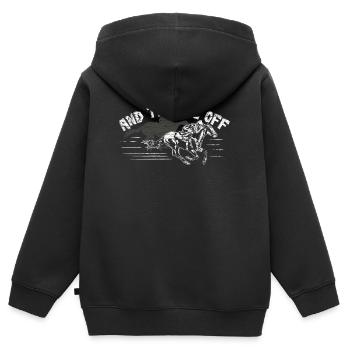 Chevaux courses de chevaux - Sweat Premium à capuche zippé enfant bio - noir - Dos - AI Model Kid Male (0cm)