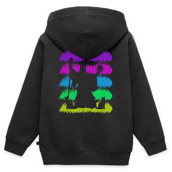 Zauberei Silhuette mit Retro Farben - Kinder Premium Organic Zip Hoodie - Schwarz - Hinten - AI Model Kid Male (0cm)