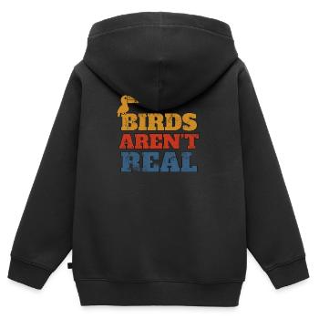 Les oiseaux ne sont pas réels - Vintage - Sweat Premium à capuche zippé enfant bio - noir - Dos - AI Model Kid Male (0cm)
