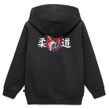 Judo Kampfsport - Kinder Premium Organic Zip Hoodie - Schwarz - Hinten - AI Model Kid Male (0cm)