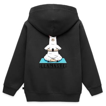 Lama Lama - Sweat Premium à capuche zippé enfant bio - noir - Dos - AI Model Kid Male (0cm)
