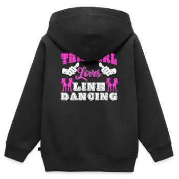 Linedance, Line dance Linedancer - Sweat Premium à capuche zippé enfant bio - noir - Dos - AI Model Kid Male (0cm)