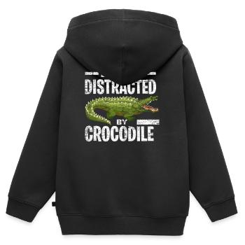 Krokodil Raubtier - Kinder Premium Organic Zip Hoodie - Schwarz - Hinten - AI Model Kid Male (0cm)