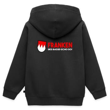 Franken Des Bassd Scho So - Kinder Premium Organic Zip Hoodie - Schwarz - Hinten - AI Model Kid Male (0cm)