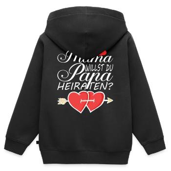 MAMA WILLST DU PAPA HEIRATEN - Kinder Premium Organic Zip Hoodie - Schwarz - Hinten - AI Model Kid Male (0cm)