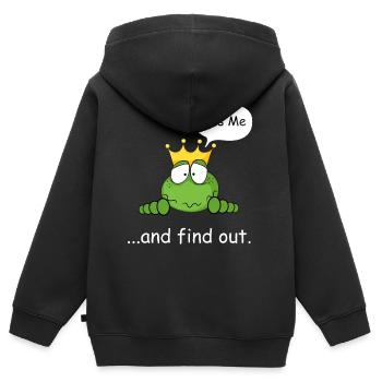 Kiss me and find out, frog prince, sweet frog - Kids Premium Organic Zip-up Hoodie - black - Back - AI Model Kid Male (0cm)