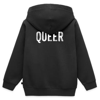 Queer LGBT Lesben Homosexuell Bisexuell Transgender Geschenk - Kinder Premium Organic Zip Hoodie - Schwarz - Hinten - AI Model Kid Male (0cm)