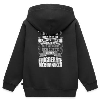 Fluggerätmechaniker Flugzeugmechaniker Luftfahrt - Kinder Premium Organic Zip Hoodie - Schwarz - Hinten - AI Model Kid Male (0cm)