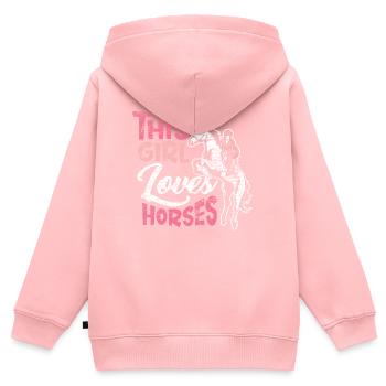 Les chevaux adorent - Sweat Premium à capuche zippé enfant bio - rose - Dos - AI Model Kid Female (0cm)