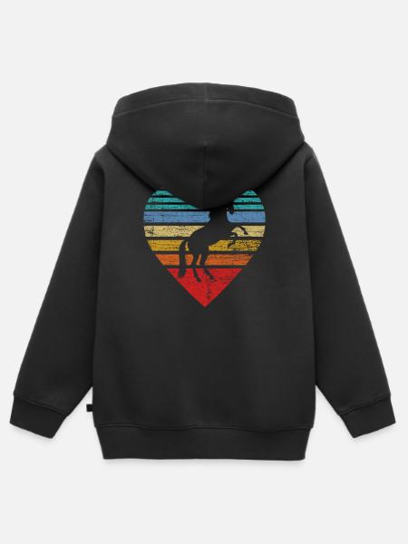 Pferde Herz - Kinder Premium Organic Zip Hoodie - Schwarz