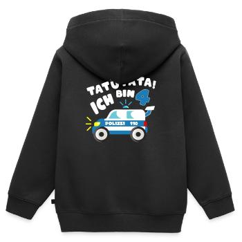 Tatütata Polizeiauto Ich Bin 4 Jahre Alt - Kinder Premium Organic Zip Hoodie - Schwarz - Hinten - AI Model Kid Male (0cm)