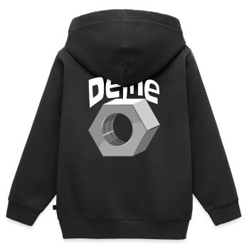 Deine Mutter Schraubenmutter Schlosser Handwerker - Kinder Premium Organic Zip Hoodie - Schwarz - Hinten - AI Model Kid Male (0cm)