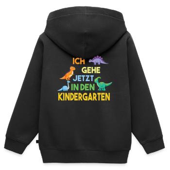 Der Kindergarten - Kinder Premium Organic Zip Hoodie - Schwarz - Hinten - AI Model Kid Male (0cm)