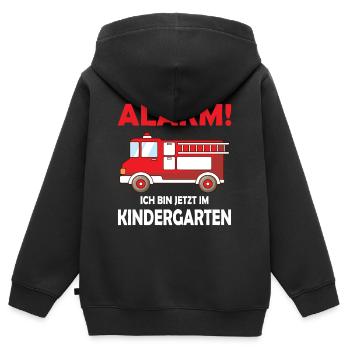 Alarm Ich bin jetzt im Kindergarten - Kinder Premium Organic Zip Hoodie - Schwarz - Hinten - AI Model Kid Male (0cm)