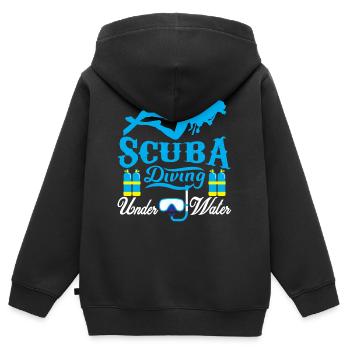 Scuba Diving - Sweat Premium à capuche zippé enfant bio - noir - Dos - AI Model Kid Male (0cm)