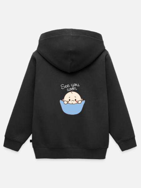 Aankondiging zwangerschap moeder geworden - Kinder Premium zip hoodie biologisch - zwart