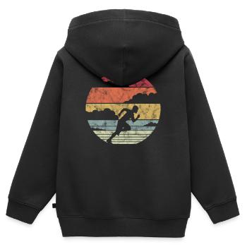 Laufen Läufer Retro - Kinder Premium Organic Zip Hoodie - Schwarz - Hinten - AI Model Kid Male (0cm)