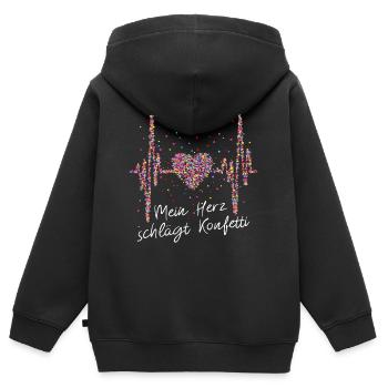 Herzschlag, Kölner Dom, Herz, Karneval - Kinder Premium Organic Zip Hoodie - Schwarz - Hinten - AI Model Kid Male (0cm)